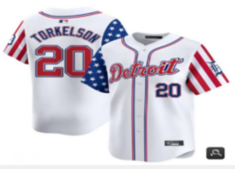 Men Detroit Tigers 20 Torkelson White National Flags 2025 Nike MLB Jersey style 1